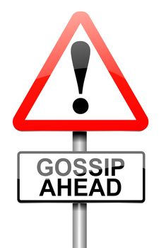 Illustration depicting a roadsign with a gossip concept. White background.