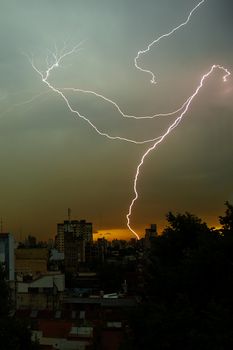 Lightning striking in Buenos Aires, Argentina.