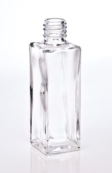 empty perfume bottle on a white backgroung