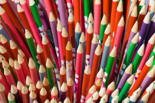 Decorated school pencils close-up