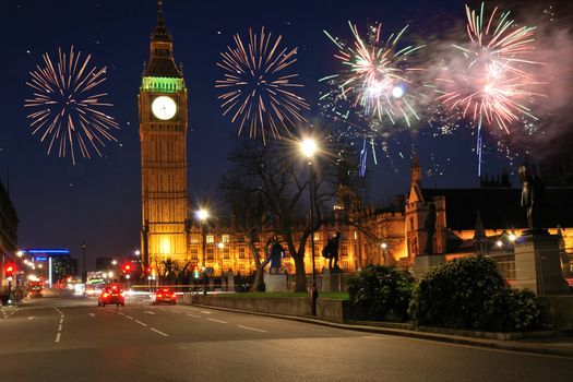 Fireworks over houses of parliament uk  