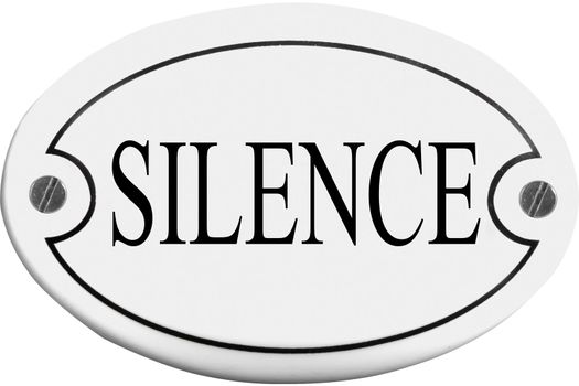 Old-fashioned door name plate  with text silence