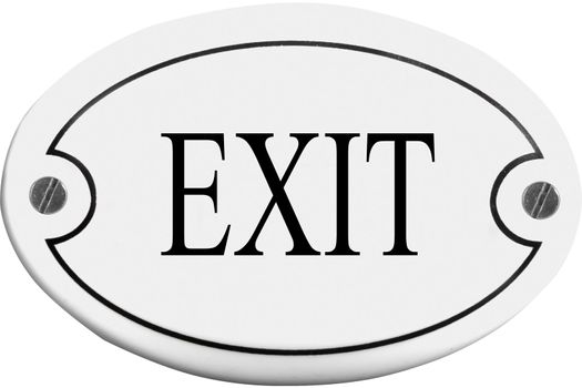 Old-fashioned door name plate  with text  exit