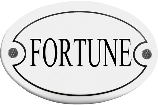 Old-fashioned door name plate  with text fortune