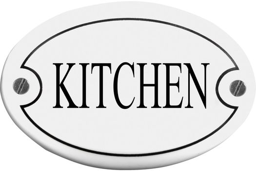 Old-fashioned door name plate  with text kitchen