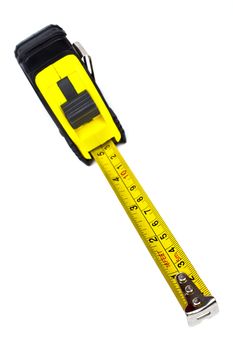 A tape measure on a white background.