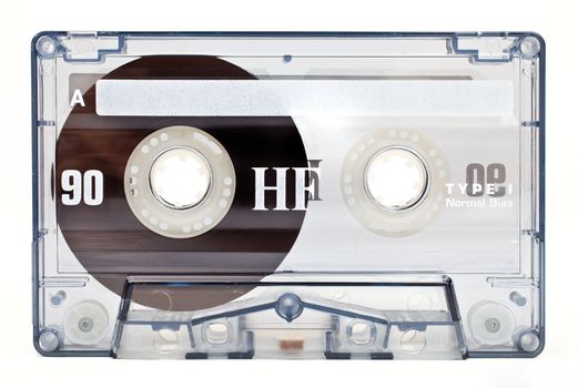 An old style Audio Tape on a white background.