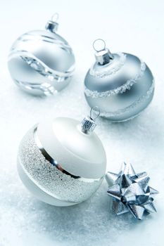 wintry silver Christmas decorations