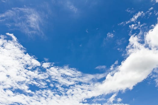 Beautiful blue sky and white clouds with shaped curve