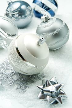 wintry silver Christmas decorations