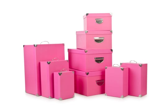 Pink giftboxes isolated on white