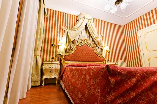 Double bed in the modern room