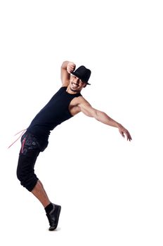 Muscular dancer isolated on white