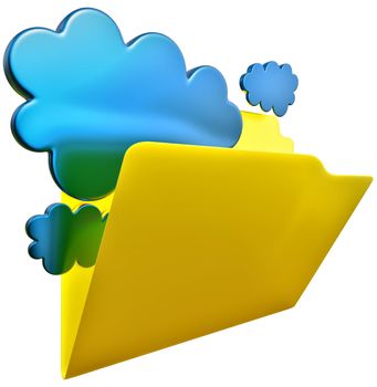 folder with blue clouds as symbol of cloud storage