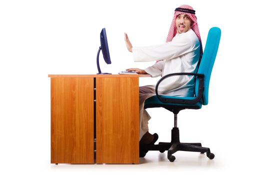 Arab businessman in business concept on white