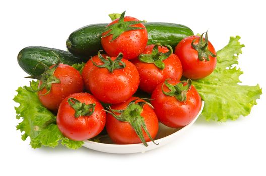 Cucumbers and tomatoes ready for salad