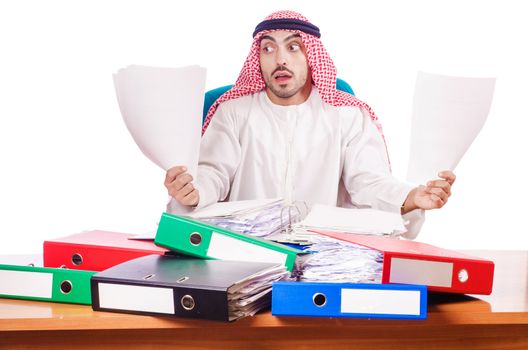 Arab businessman in business concept on white