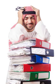 Arab businessman in business concept on white