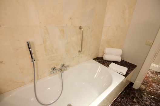 Interior of bathroom with shower