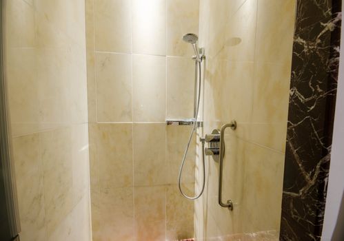 Interior of bathroom with shower
