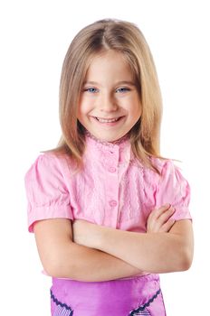 Cute little girl isolated on the white