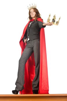 Queen businessman standing on the desk