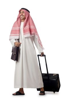 Arab on his travel with suitcase