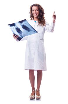 Female doctor with x-ray scan