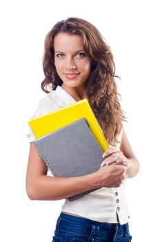 Young student isolated on the white