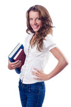 Young student isolated on the white
