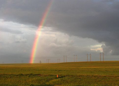 rural landscape with rainbow