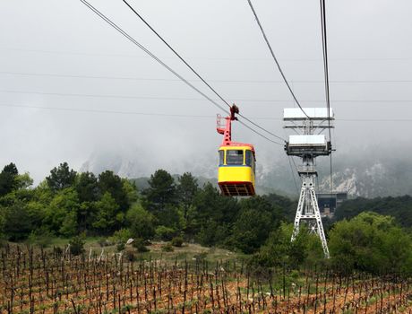 cable tramway over fog