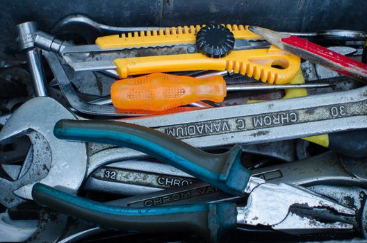 Various tools in a toolbox.