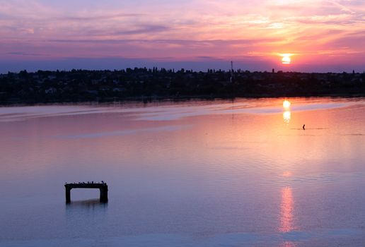 river Yuzhnyy Bug at sunset