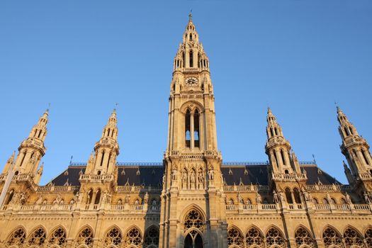 famous City Hall building, Rathaus in Vienna, Austria