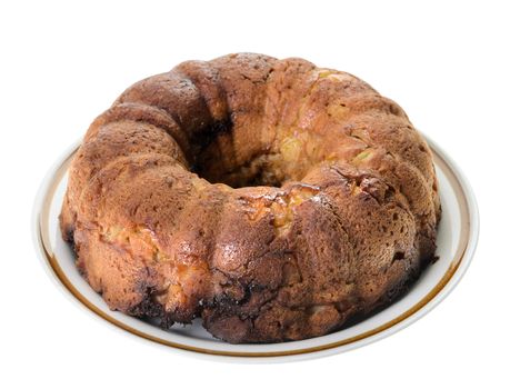 Apple coffee cake isolated on a white background.