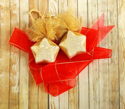 Christmas decoration over wooden background