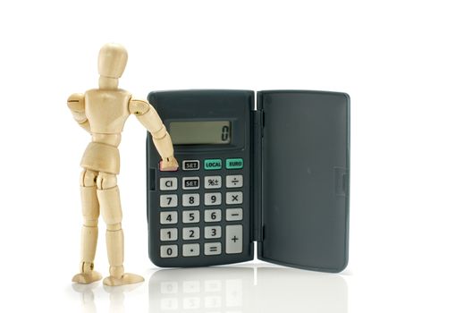 wooden puppet calculate on euro conversion equipment