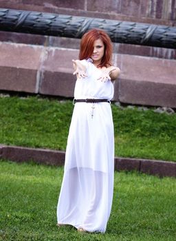 Red Hair girl smilling at the camera