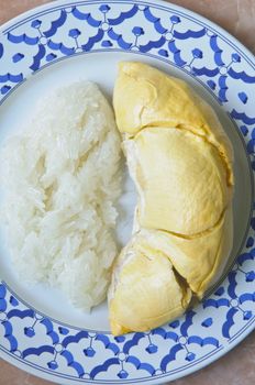 rice and durian caramel in the dish