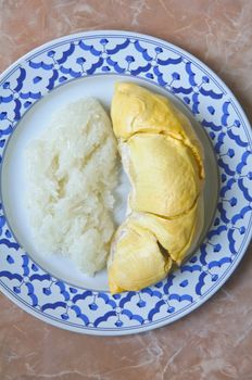 rice and durian caramel in the dish