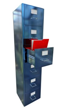blue filing cabinet for documents with important information
