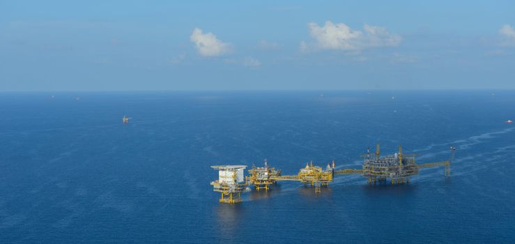 The offshore oil rig in the gulf of Thailand.