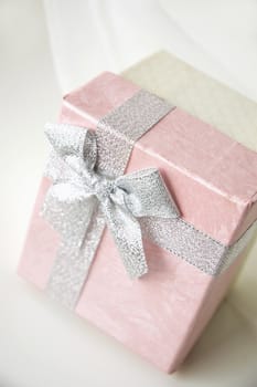 pink gift box on white background