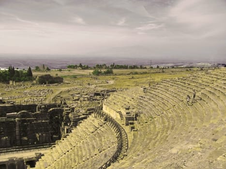 Ancient amphitheatre  in Hierapolis, Pamukkale, Turkey