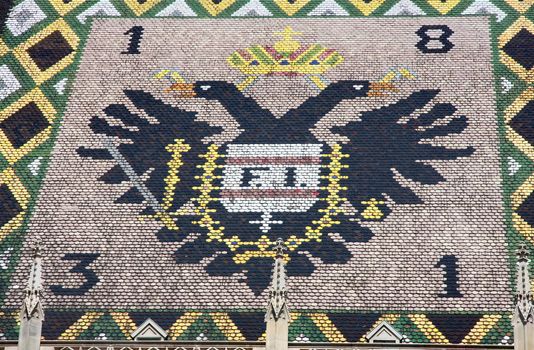 Eagle Tiles Roof of Stephansdom Cathedral in Vienna, Austria 