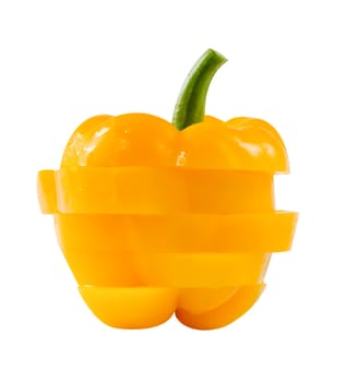 slice of yellow  sweet pepper over  white background