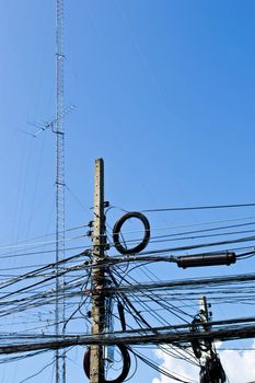 Power lines on the sky