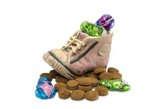 childrens shoe with pepernoten and other candy for the dutch sinterklaas party