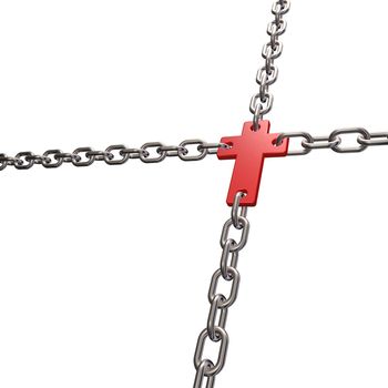 christian cross in chains - 3d illustration